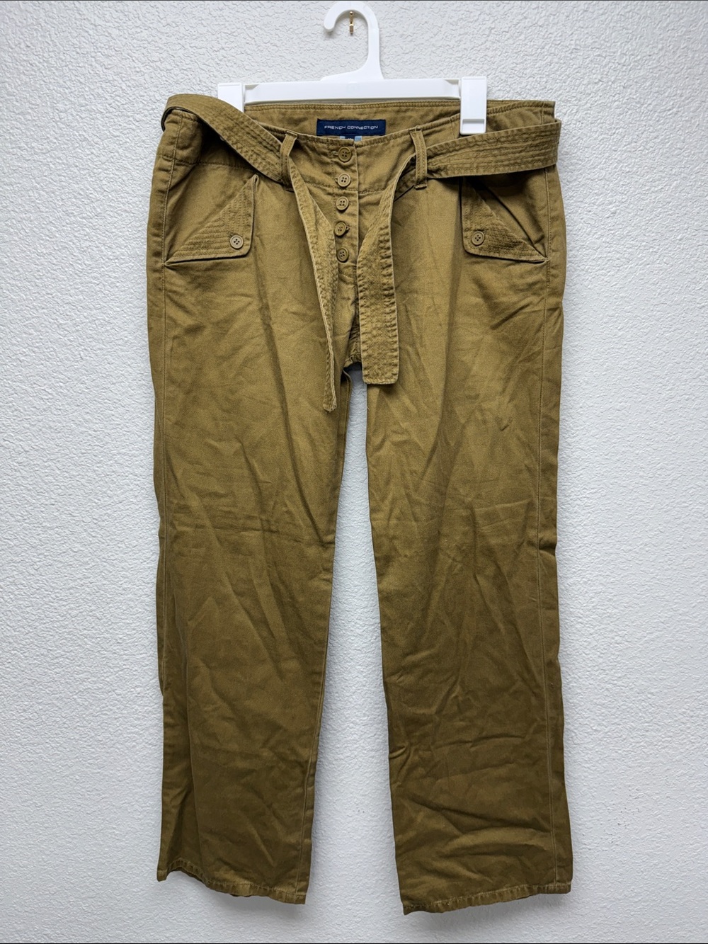 French Connection Olive Green Utility Chinos with Belt